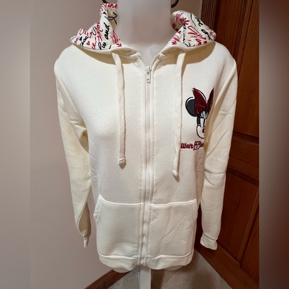 Disney Women's Zip Hoodie, Minnie with Red Sequin Bows, Brand New, Size XS - Picture 6 of 13
